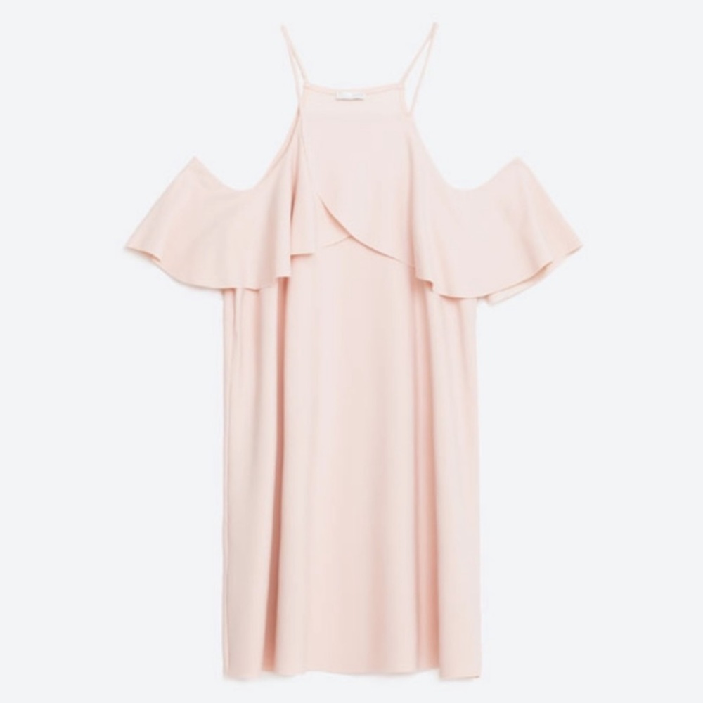 Zara blush pink dress cold shoulder π - Picture 2 of 16